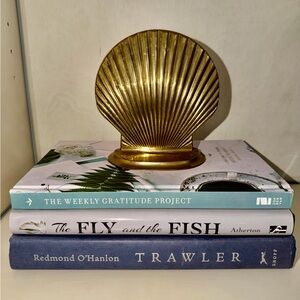 Vintage Brass Shell Bookends | Coastal Glam Decor